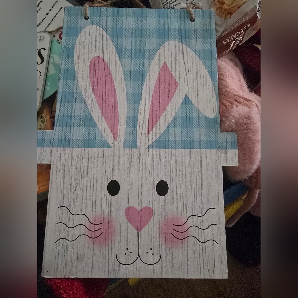 Blue Plaid Bunny Wall Decor